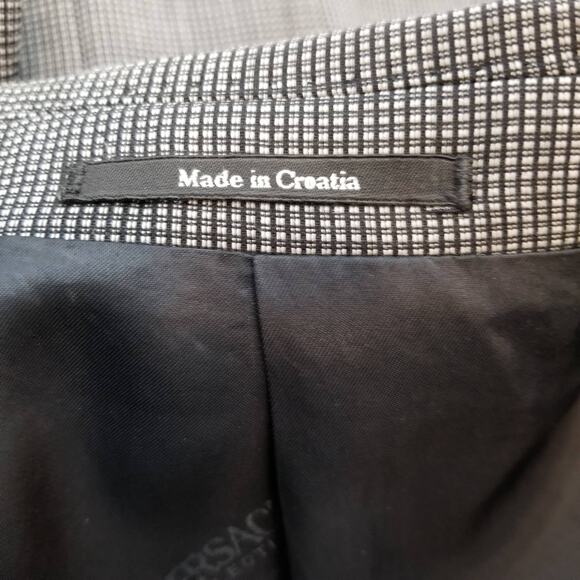 Versace Collection Men's Black Microcheck 2 Button Blazer Size 50 / L Large - Picture 10 of 13